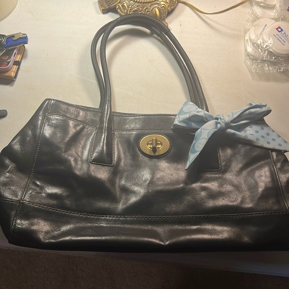 Coach bag, black leather